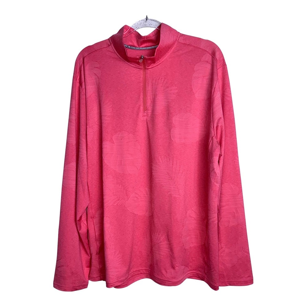 Tommy Bahama Mens XL Coral Delray Frond Half Zip Pullover Performance Golf NWT
